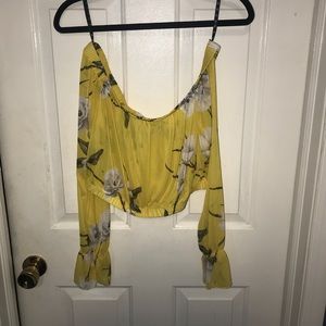 Yellow mesh crop top